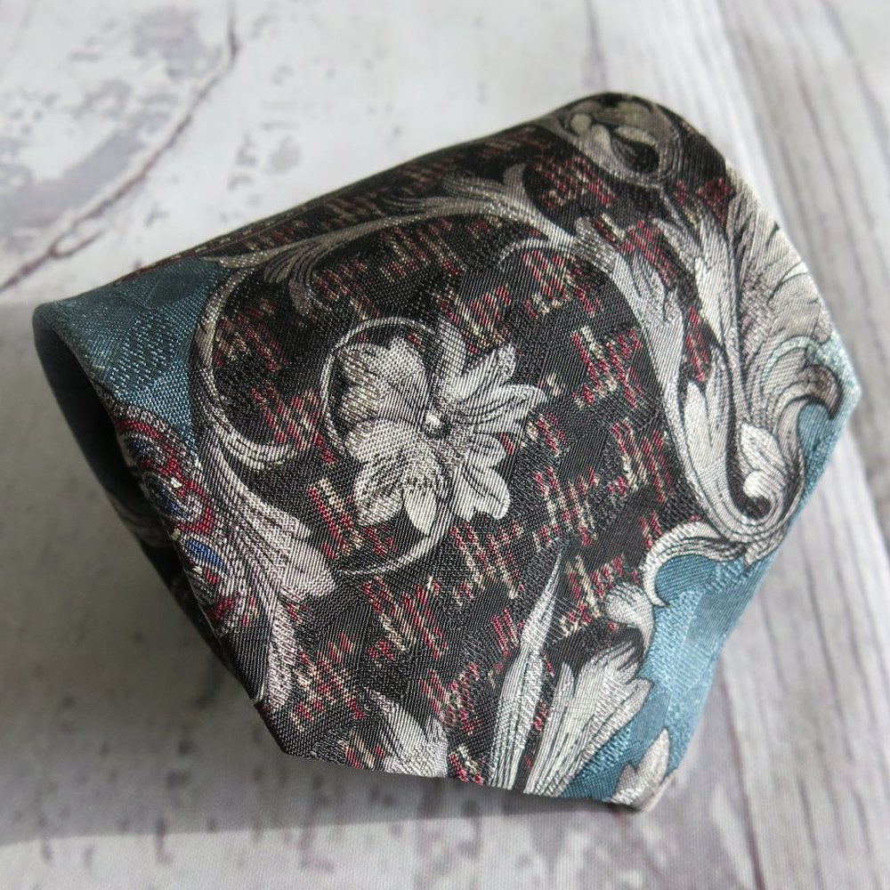 Pierre Cardin Paris Multi Color Geometric Paisley Print Silk Neck Tie VTG Y2K
